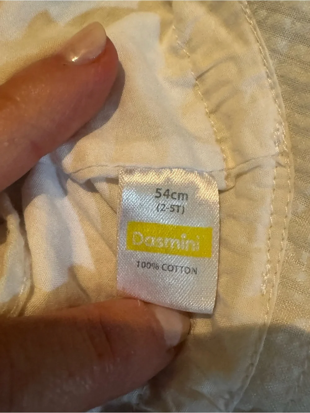 Dasmini White Textured Seersucker Kids Sun Hat